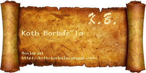 Koth Borbála névjegykártya